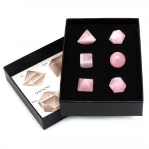 Platonic Solids Set, 6pc - Rose Quartz